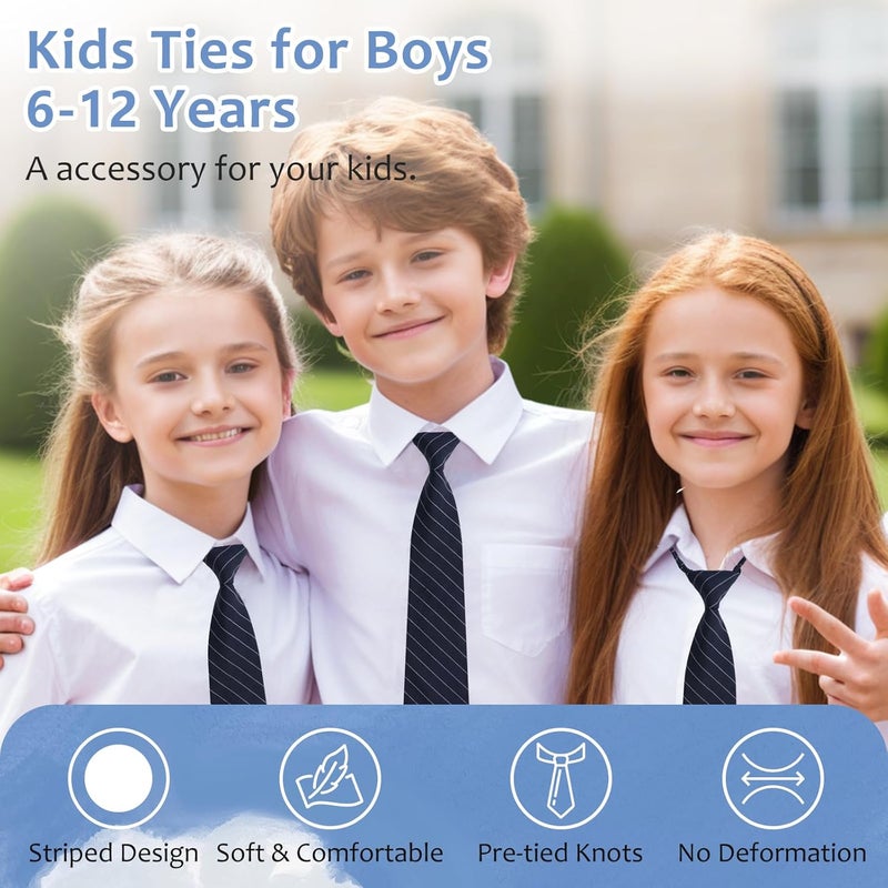 LJBFNN Store Ties for Boys Kids, Pre-Tied Clip on Tie Stripe Neckties for School Uniforms Graduation Wedding Parties Cosplay Causal - Image 4